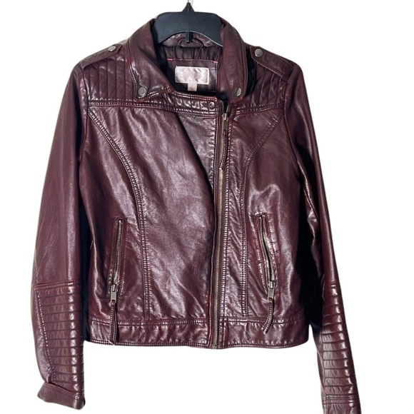 Xhilaration Leather moto Jacket Burgundy size L - Picture 1 of 10